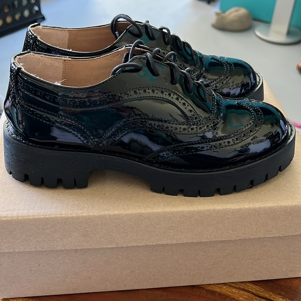 NEW Steve Madden Lance Black Patent Wingtip Oxford, 8.5 - Picture 3 of 7